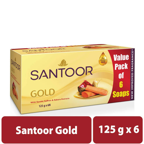 Santoor Gold Bathing Bar Soap with Kashmiri Saffron & Sandal